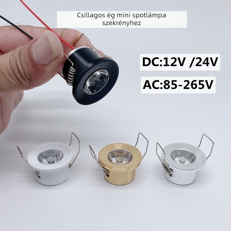 Mini LED 12V DC spotlámpa, 1W, 28 mm-es nyílású, beépíthető boros szekrényhez