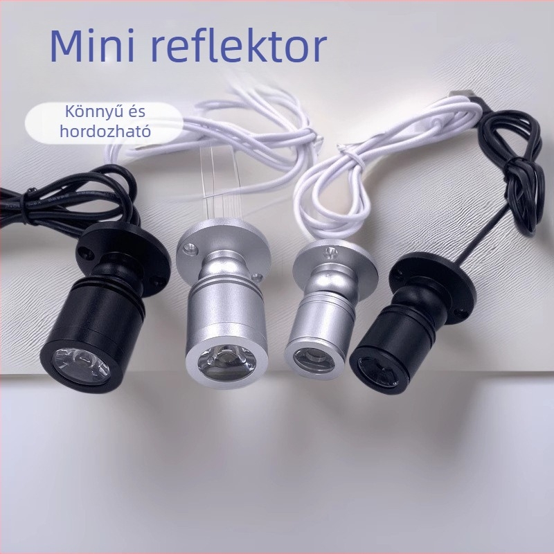 LED spotlámpa ékszerbemutató vitrinéhez, színes hangulatvilágítással – mini spot