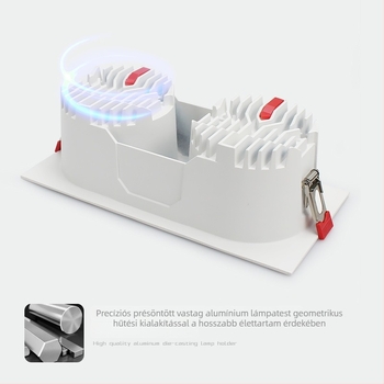 Kétfejű LED lámpa, tükröződésmentes rejtett downlight, alacsony kékfény Ra95, beépített téglalap COB spot a nappaliba