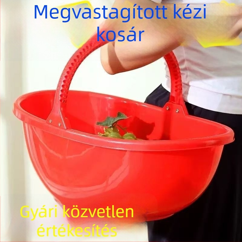 Kézi mezőgazdasági kosár trágyaszóráshoz, nagy zöldség- és gyümölcsszedő kosár, vastagított műanyag lefolyókosár háztartási használatra