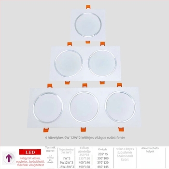 Négyzetes LED mennyezeti downlight 1/3 fejjel, párásodás elleni, architektúrális mennyezetvilágítás beépített rács