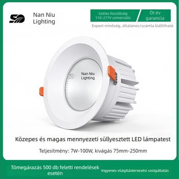 Mély anti-szemfény LED beépíthető mennyezeti downlight, 8 hüvelykes nyílás, 200 mm kivágat, hideg fehér 6500K