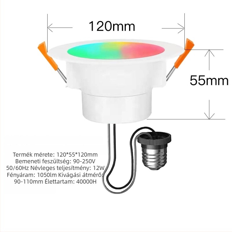 Intelligens mennyezeti LED lámpa Mijia alkalmazással és Bluetooth Mesh átjáróval, RGBCW, fokozatmentes fényerő-szabályozás és színbeállítás