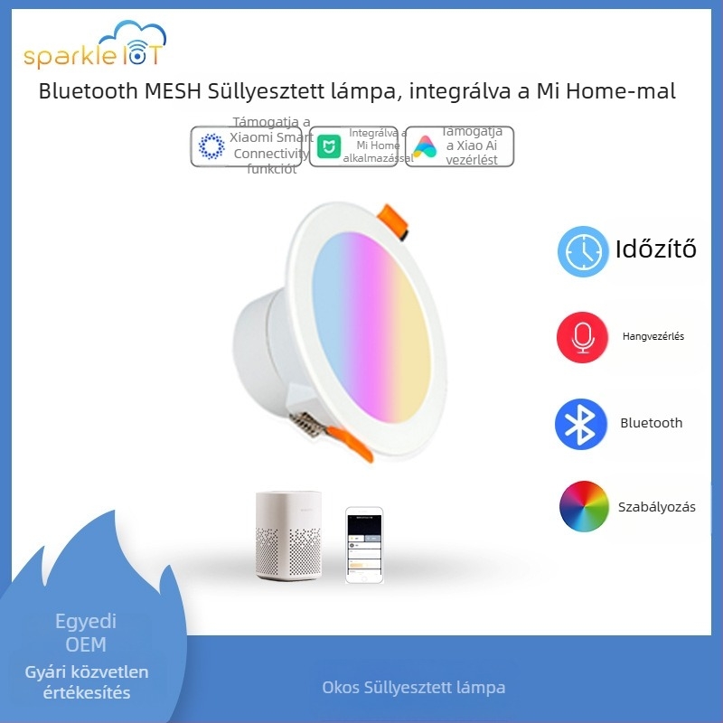 Intelligens mennyezeti LED lámpa Mijia alkalmazással és Bluetooth Mesh átjáróval, RGBCW, fokozatmentes fényerő-szabályozás és színbeállítás
