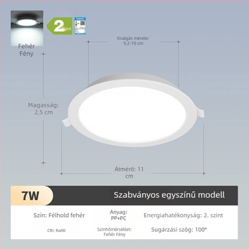 NVC LED downlight, ultra vékony beépített mennyezeti világítás, nagy teljesítmény, 220V, 3000K meleg fehér, PVC ház, lakossági és kereskedelmi használat