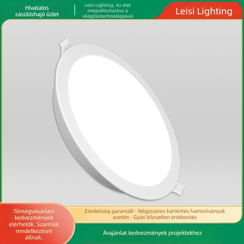 NVC LED downlight, ultra vékony beépített mennyezeti világítás, nagy teljesítmény, 220V, 3000K meleg fehér, PVC ház, lakossági és kereskedelmi használat