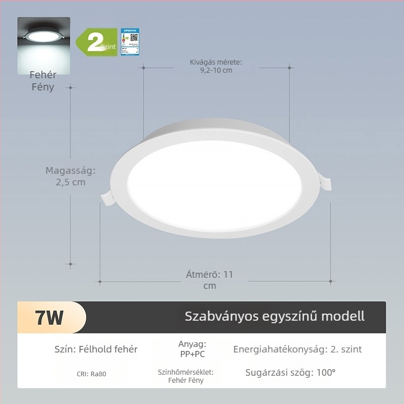 NVC LED downlight, ultra vékony beépített mennyezeti világítás, nagy teljesítmény, 220V, 3000K meleg fehér, PVC ház, lakossági és kereskedelmi használat