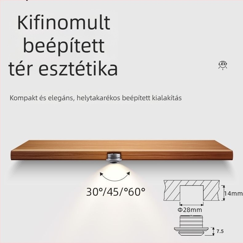 DC12/24V alacsonyfeszültségű beépített LED spotlámpa, többirányú állíthatósággal folyosók és nappalik számára