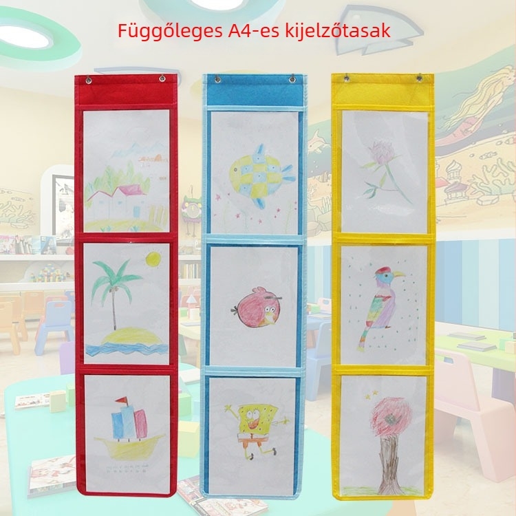 Átlátszó lógatható bemutató tasak gyermekrajzokhoz, A4 méret