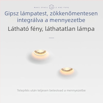 Beépített gipszből készült spotlámpák a nappaliba, keret nélküli, fő világítás nélkül