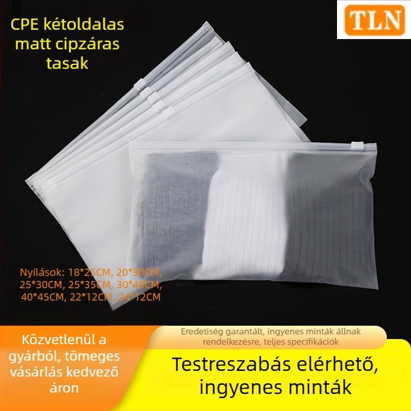 CPE kétoldalas matt zipzáras tasak zoknik, ruhák és fehérneműk tárolására