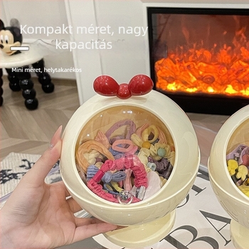Műanyag tároló doboz ékszerek és háztartás számára, krém színű, 2025-ös modell, fedeles asztali rendező, méretei 15x15x21 cm, kapacitás 4 liter alatt