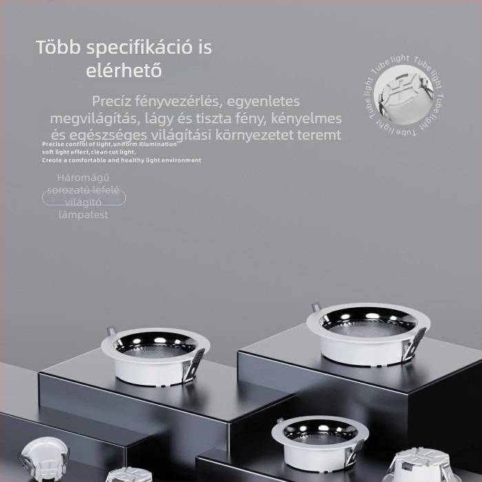 LED beépíthető mennyezeti downlight, mélykupolos, anti-glare, magas CRI, lakó- és kereskedelmi világítás