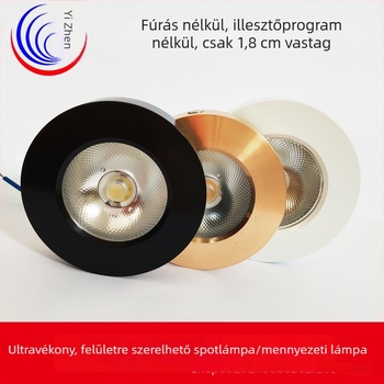 LED COB Mini spotlámpa szekrényekhez, ultra vékony mennyezetre szerelt downlight, 3W