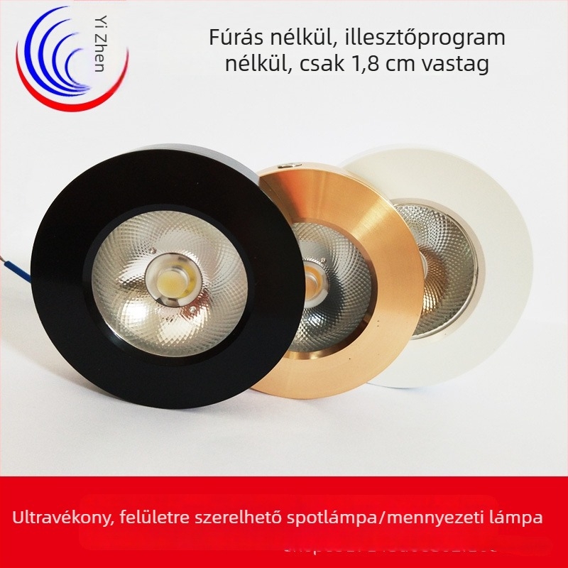 LED COB Mini spotlámpa szekrényekhez, ultra vékony mennyezetre szerelt downlight, 3W