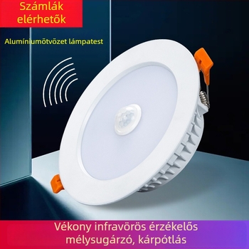 LED infravörös mozgásérzékelős downlight, vékony, beépített mennyezeti világítótest folyosókhoz és szállodákhoz