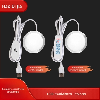Ultra vékony USB-s LED kör szekrénylámpa, 5V, alumínium ház, méret 60×8 mm