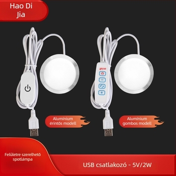 Ultra vékony USB-s LED kör szekrénylámpa, 5V, alumínium ház, méret 60×8 mm
