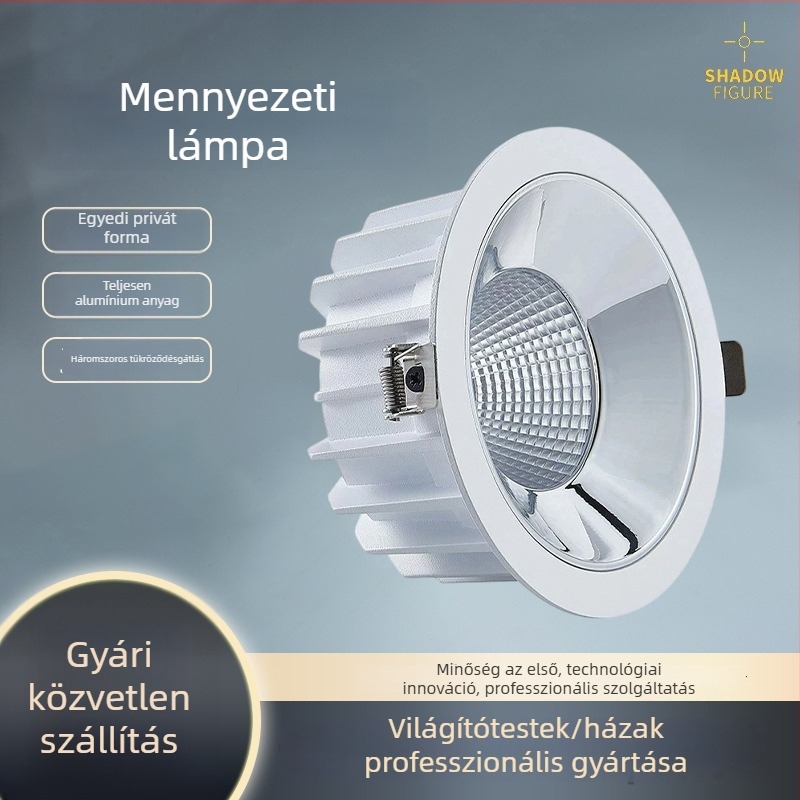 LED-beépített anti-glare lefelé világító lámpa szállodák és folyosók számára, CRI 95, keskeny él, teljes spektrum