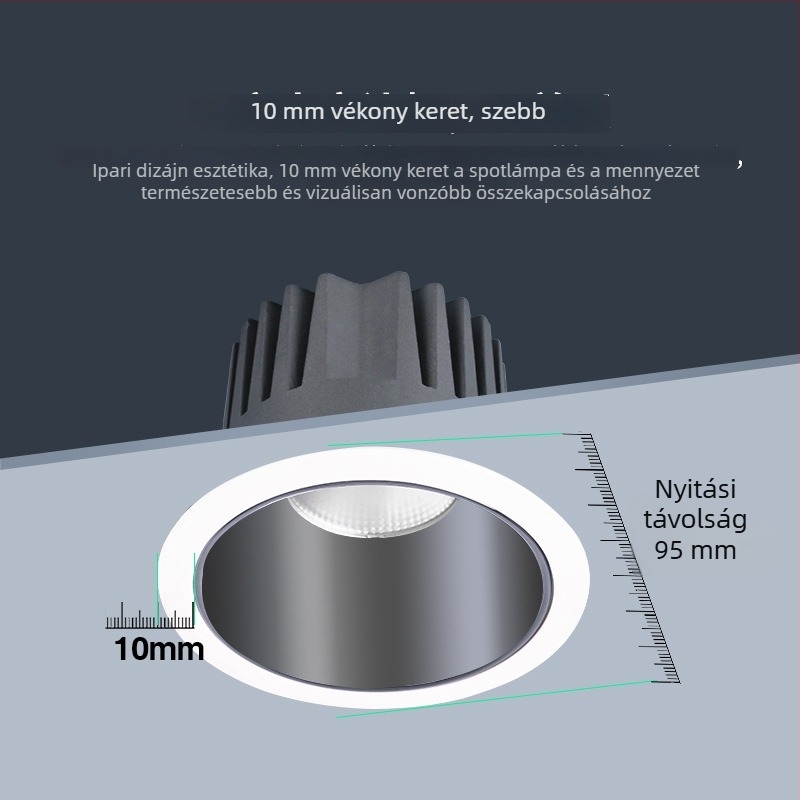 Beépített LED mennyezeti lámpa anti‑fényvisszaverővel, kereskedelmi folyosókhoz, 12W/20W, háromszínű fényerő-szabályozás, alumínium ház