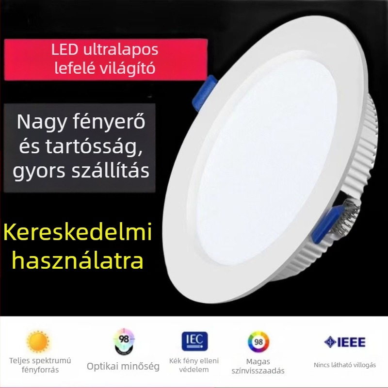 Beépíthető LED mennyezeti lámpa, fekete, 3W, 3 cm, 6000K, alumínium ház