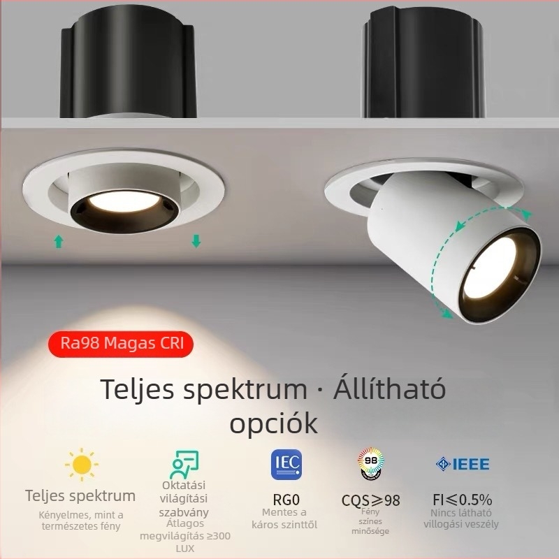 Beépített spotlámpa, elefántorr-lámpa, ékszerreflektor, Bulls Eye lámpa, teljes spektrumú LED-lámpa, állítható és kinyújtható szög