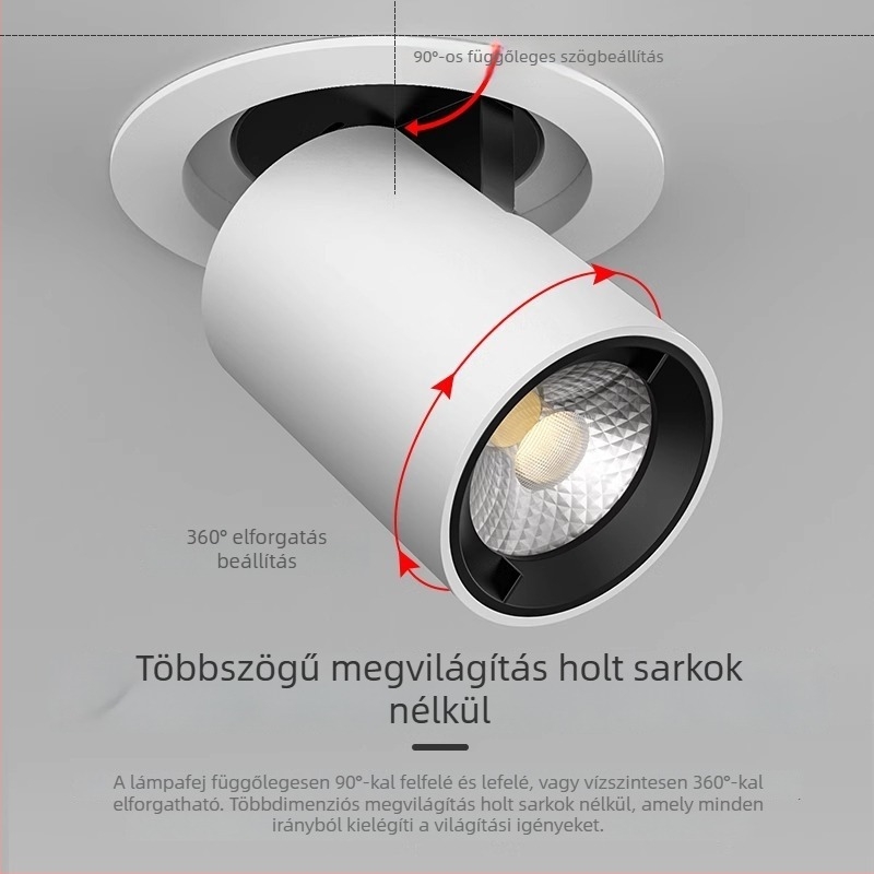 Beépített spotlámpa, elefántorr-lámpa, ékszerreflektor, Bulls Eye lámpa, teljes spektrumú LED-lámpa, állítható és kinyújtható szög