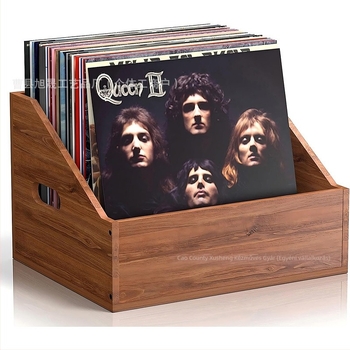 Masív faból készült vinyl lemez tároló doboz és magazin szervező