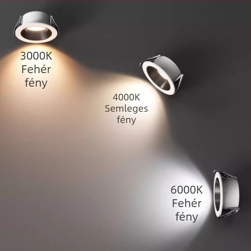 Beépített COB LED downlight mély anti‑reflexiós kupollal, ultra keskeny keret, főfény nélkül, nappaliba, modern stílus