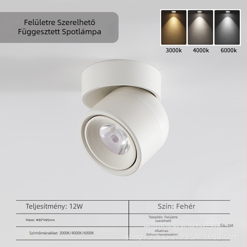 Intelligens, dimmelhető felületre szerelt spotlámpa állítható szöggel, anti-glare, hajtogatható Macaron befejezés a nappali mennyezetére