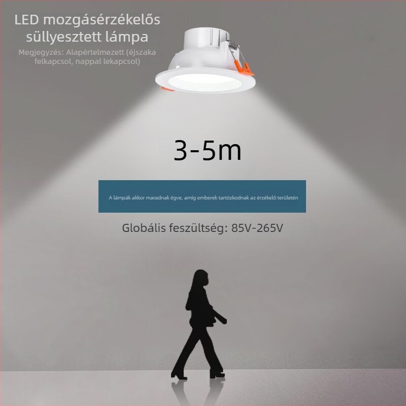Radaros LED mennyezetvilágítás mozgás- és fényérzékelős vezérléssel folyosókhoz és lépcsőkhöz