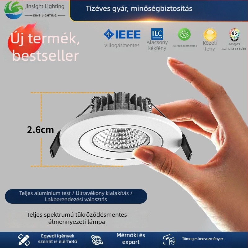 Beépített spotlámpa állítható szöggel, 35 mm-es nyílású kivágáshoz, anti-glare mini lámpa borospolcra