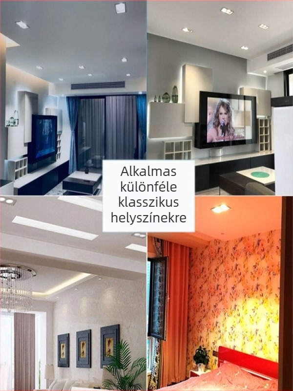 Fekete négyszögletes mennyezeti COB LED kétfejű spotlámpa, beépített, koridornak