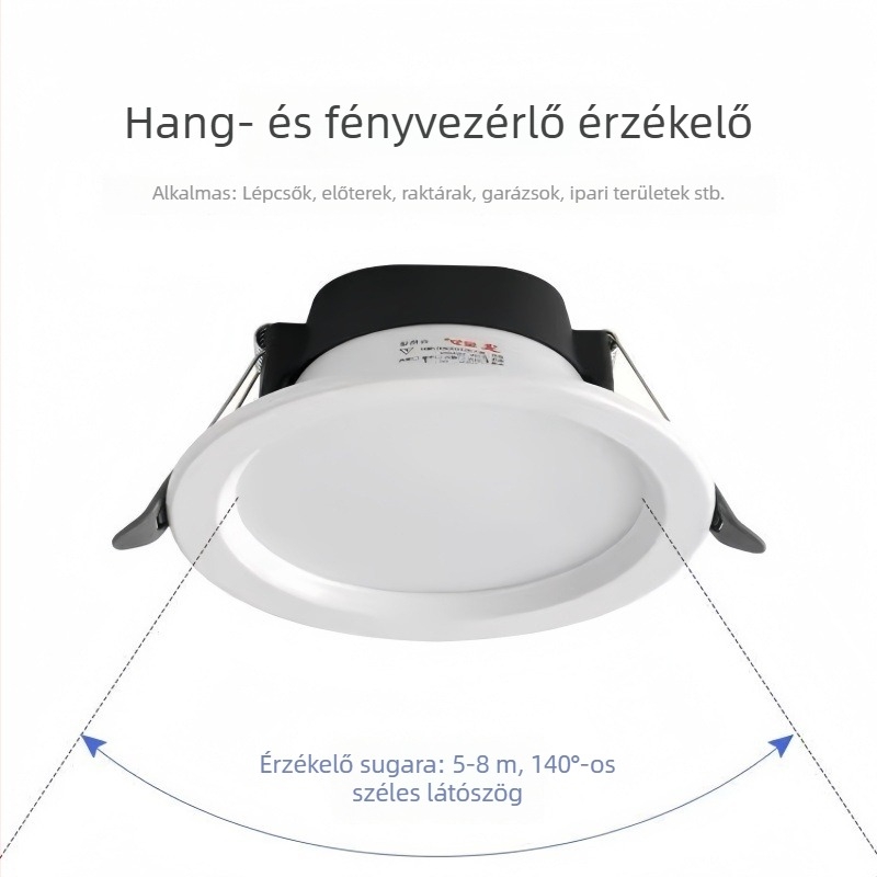 Beépített LED-downlight hang- és fényérzékelővel, hangvezérléssel és infravörös mozgásérzékelővel folyosókhoz