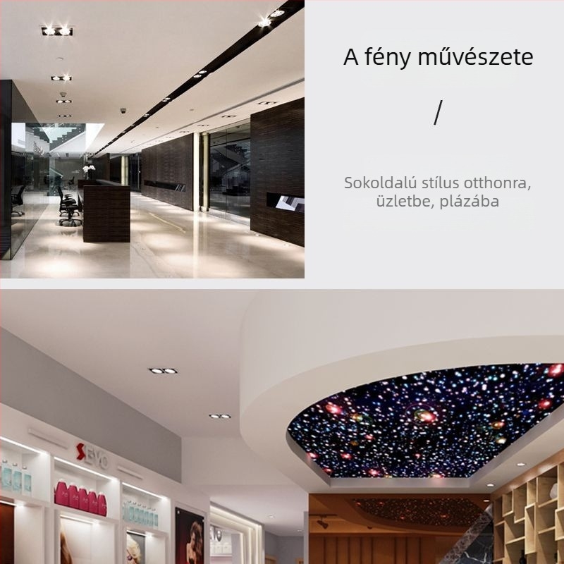 Beépített négyzet alakú mennyezeti LED downlight, állítható szöggel, kétfejű ruhaüzletekhez