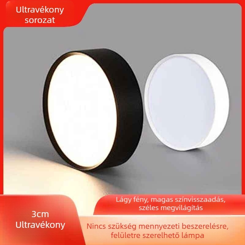 Felszínre szerelt, ultra vékony, kerek LED mennyezeti downlight, ideális folyosóhoz és előcsarnokba