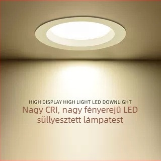 LED beépített mennyezeti downlight, magas CRI (≥90), 3000K meleg fehér, alumínium ház, ideális ruházati üzletek számára