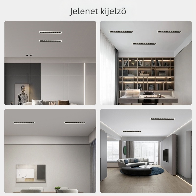 Beépített LED lineáris világítás rácsos, körkörös LED spot nappaliba, falmosó világítás, tükröződés elleni