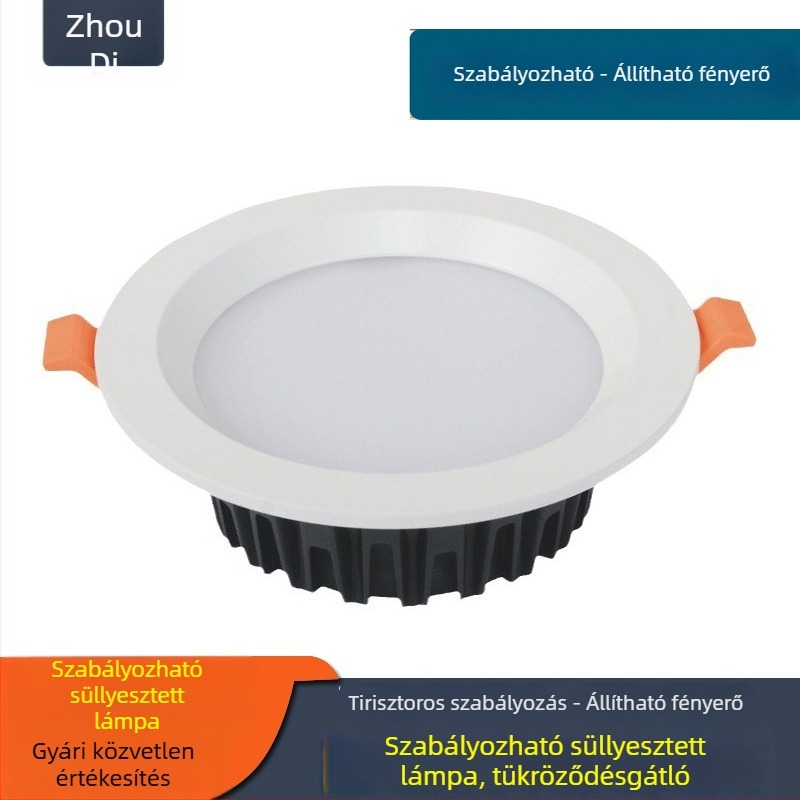 LED beépített mennyezeti downlight Triac-dimminggel, nedvességálló, fényerő állítható, szállodákhoz, bárokhoz és KTV-hez