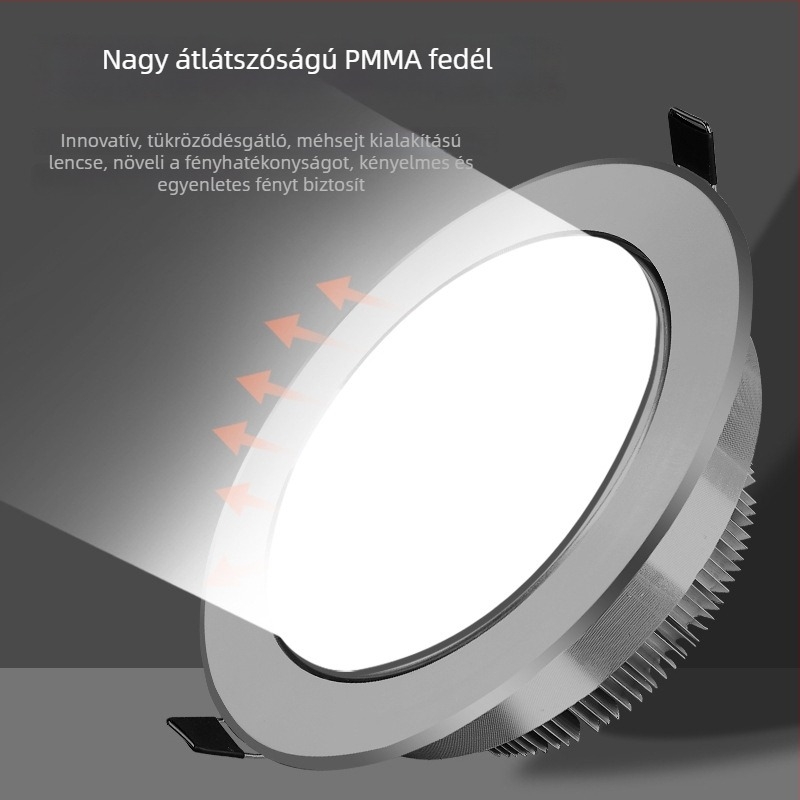 LED beépített mennyezeti spotlámpa, alumínium ház, CRI ≥90, 3000K/6000K, teljesítmény 5/7/12/15/18W