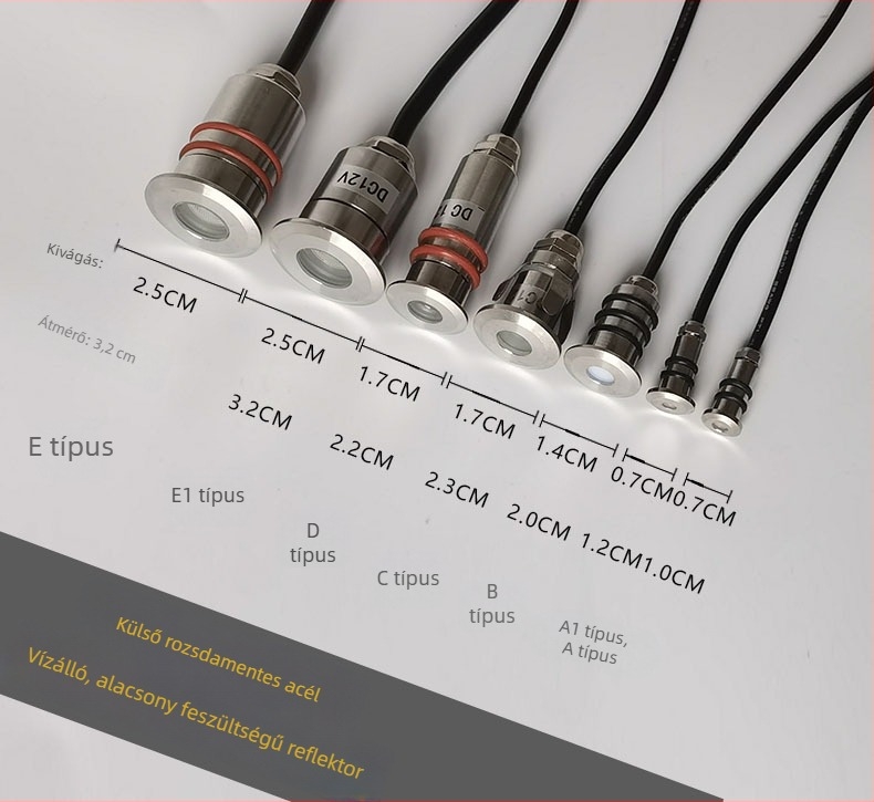 Kültéri rozsdamentes acél LED spotlámpa, vízálló, beépített mini dizájn, 12–24V