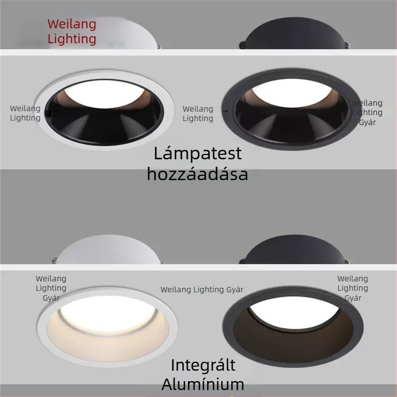 COB LED falmosó beépített downlight, anti-glare, keskeny perem, alumínium ház