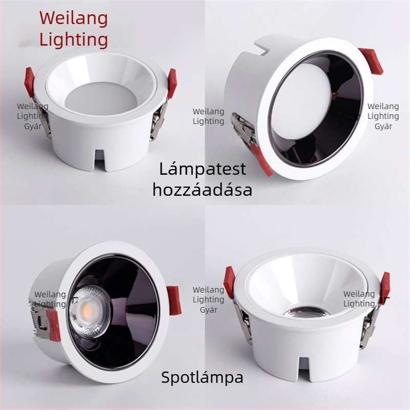 COB LED falmosó beépített downlight, anti-glare, keskeny perem, alumínium ház
