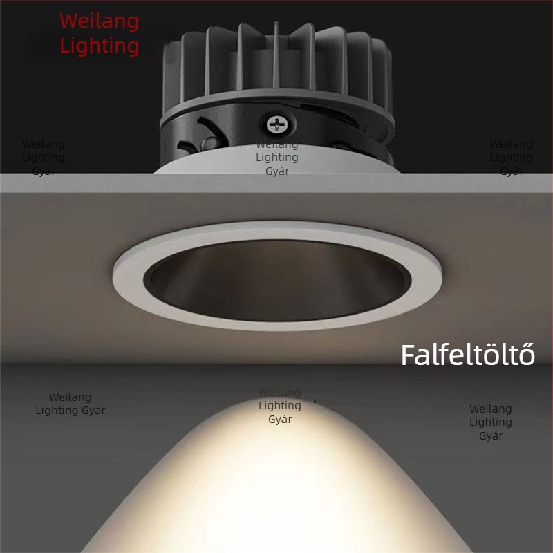 COB LED falmosó beépített downlight, anti-glare, keskeny perem, alumínium ház