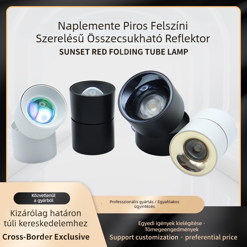 Naplemente vörös összecsukható felületre szerelt downlight folyosóra, 6-10W, 3000K, alumínium, modern minimalist