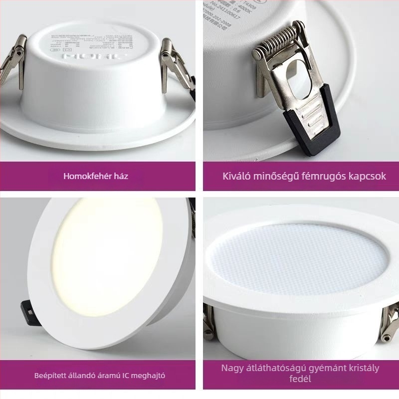 LED beépített downlight – Jiehao Ideal sorozat, ultra vékony, anti-dazzle, gyémánt kristály tükrös felülettel, rendkívül fényes mennyezeti lámpa