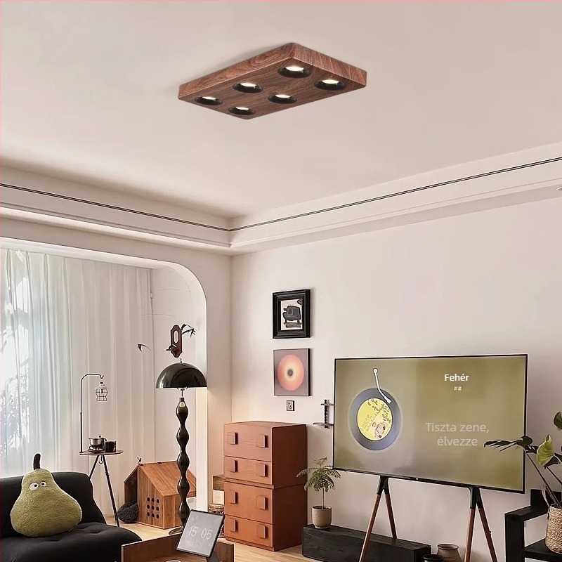 Diófából készült felületre szerelt downlight, négyfejes LED anti glare spot lámpa a nappaliba és a hálószobába