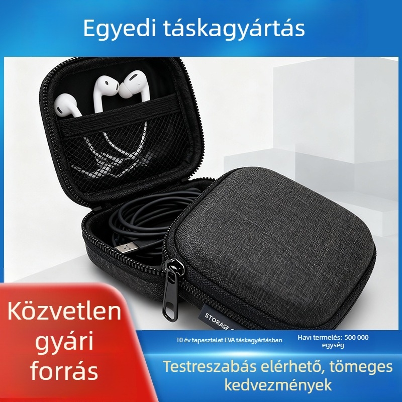 Oxford anyagú 3C digitális tartozékok tároló táska Bluetooth headsethez, vezeték nélk覆li fülhallgatókhoz és adatkábelekhez