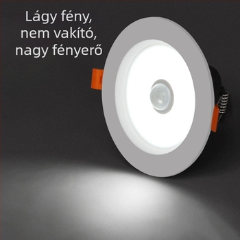 Mozgásérzékelős LED downlight folyosókhoz és bejáratokhoz, beépített mennyezeti lámpa, 6000K