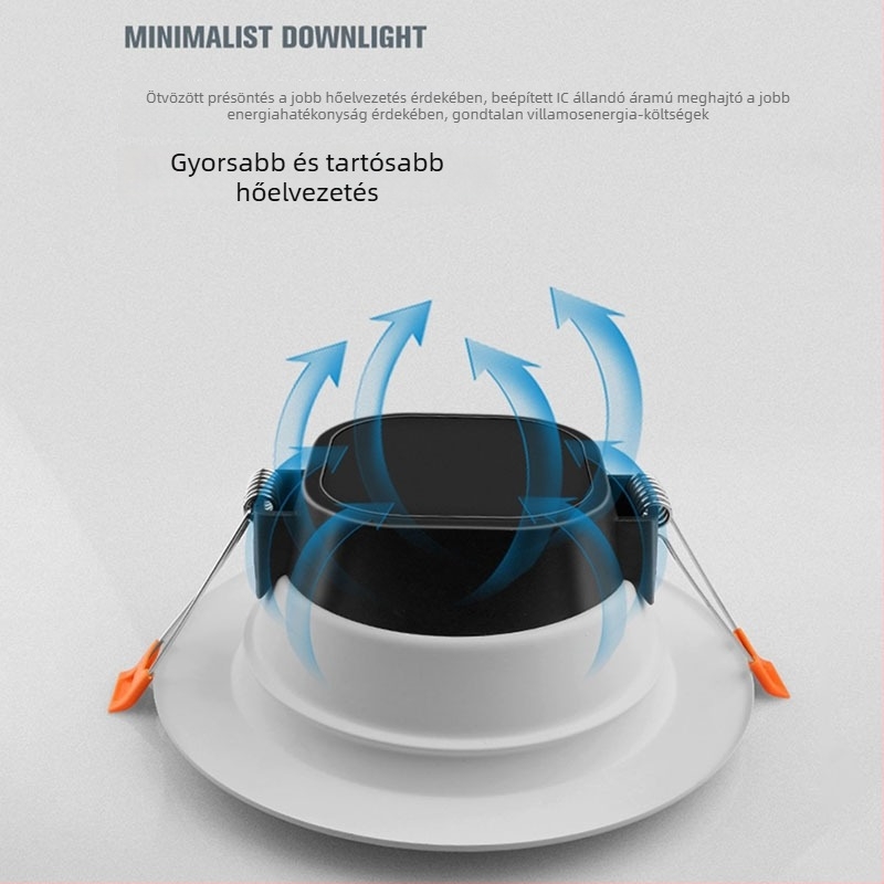 Mozgásérzékelős LED downlight folyosókhoz és bejáratokhoz, beépített mennyezeti lámpa, 6000K